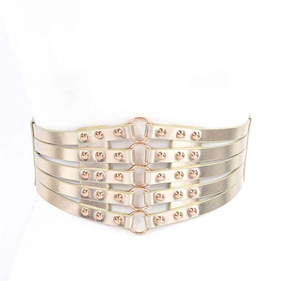 Accessories - Plus Size Vegan Leather Corset Statement Belt (Gold or Silver)